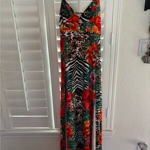 Tropical Print Maxi Dress